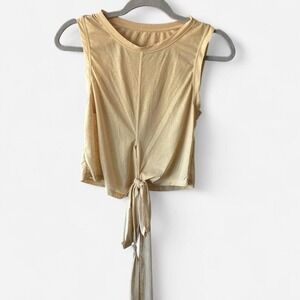 Fabletics butter yellow wrap crop top tank Sz M